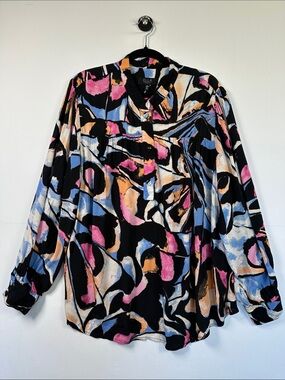 Ella Rafaella Abstract Print EcoVero Viscose Blouse Plus 2X